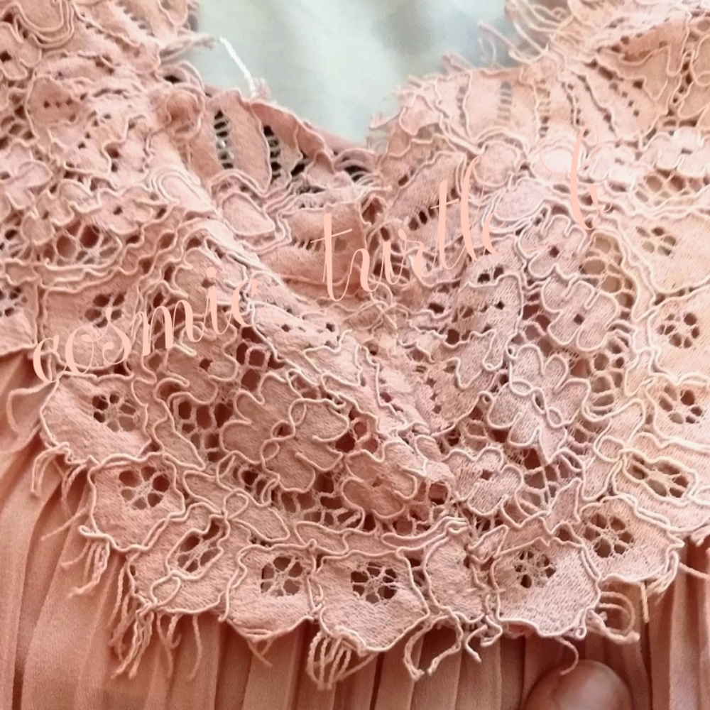 New Beautiful Pink Pleated Lace Trim Camisole Top - Picture 11 of 11